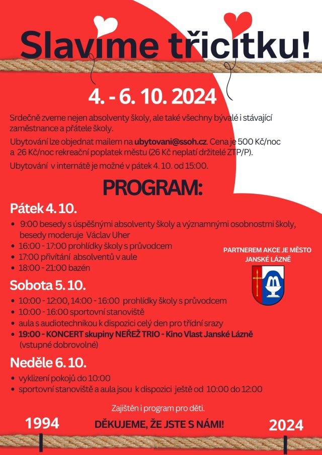 Slavíme třicítku - program oslav